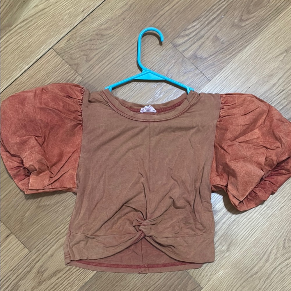 POL Rust Puff Sleeve Crop Top - Picture 4 of 6